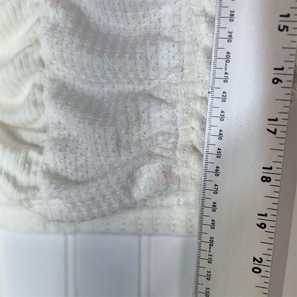 NWT Gilded Intent Cream Textured Ruched Stretch Top L Cottagecore Y2K Fit - Picture 5 of 8